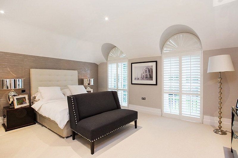 Bedroom Shaped Plantation Shutters